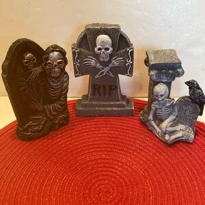 NWT & Vintage 2000s, Three Very Heavy Resin Graveyard Tombstones